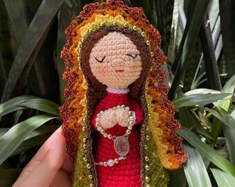 Handmade Crochet Virgin Mary Doll: Catholic Amigurumi Religious Gift