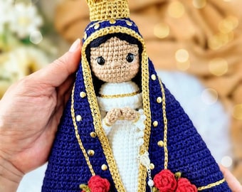 Crochet Virgin Mary Doll: Handmade Catholic Amigurumi, Baptism Gift