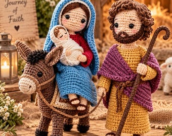 Handmade Crochet Nativity Set: Holy Family Amigurumi, Religious Christmas Decor