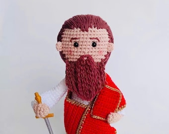 Handmade Crochet Saint Paul Doll – Religious Amigurumi Figurine Gift