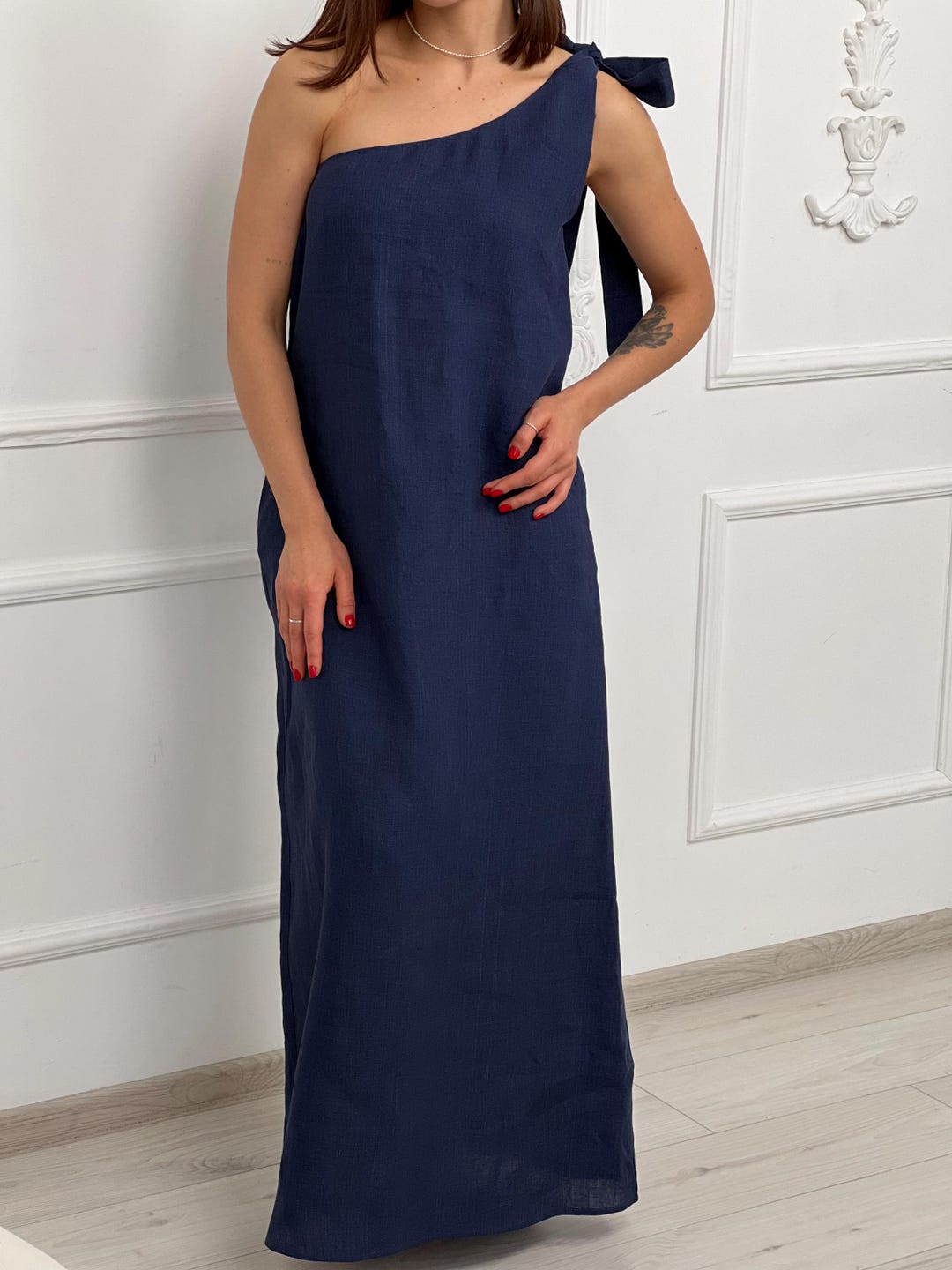 chinese dress ladies Patbo Tropic Linen One-Shoulder Mini Dress main image 1