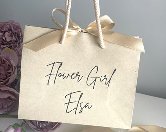 Vanilla personalised gift bag, flower girl, bridesmaid gift bag, girls party bags, bridal shower, hen party bags, hen do favours, ribbon bag