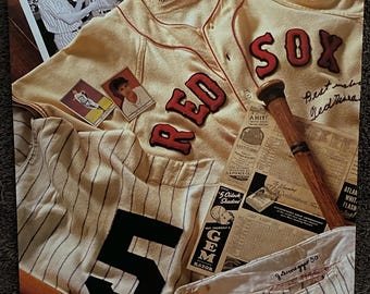 Furgy - SET DE BÉISBOL SMITHSONIAN - Uniformes y recuerdos de Ted Williams y Joe DiMaggio - Foto lista para enmarcar - 9 x 11,5 pulgadas