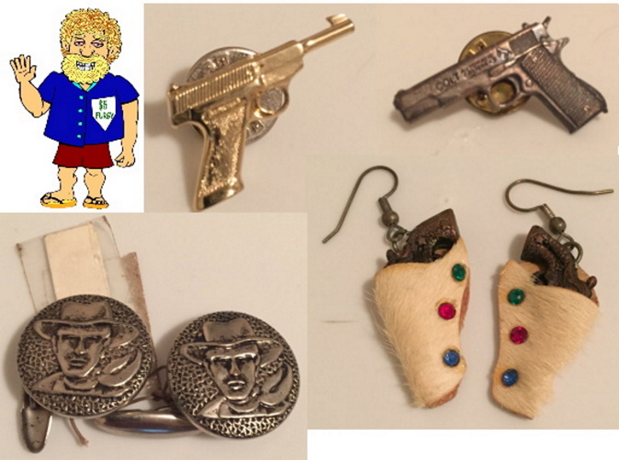 Vintage .45 Automatic Handgun HAT Pin Pins Spilla Calibro 45 - Foto 4