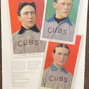 Furgy - SMITHSONIAN BASEBALL SET - Beroemde Chicago Cubs Tobacco Cards uit Brian Seigel Collection - foto klaar om in te lijsten - 9 x 11,5 inch