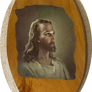 Furgy - Vintage Rough Decoupage - Warner Sallman - Head of Christ - Sallman Head - Made In USA Lithograph