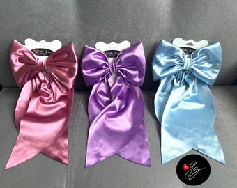 Satin Coquette Hair Bows, Pink, Lilac, Light Blue, Women’s Hair Bows, Perfect Gift, Strech satin