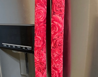 Refrigerator Door Handle Covers Valentine’s Red Roses Set of 2