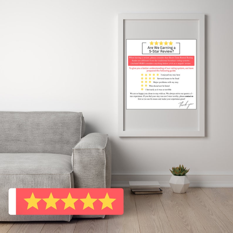 Airbnb Host Review Template 5 Star Review Sign for Short Term Etsy Airbnb Host Review Template 5 Star Review Sign for Short Term Etsy