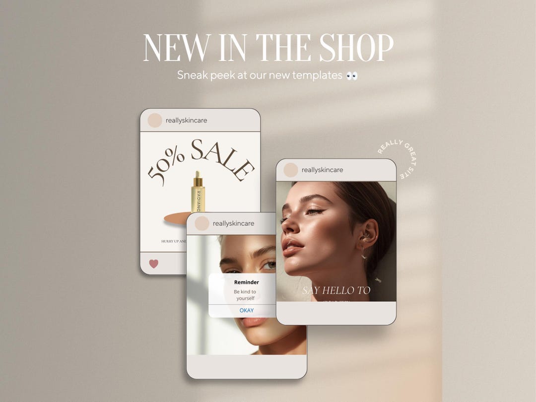 Luxury Skincare Instagram Templates Canva | Beauty Social Media Kit ...