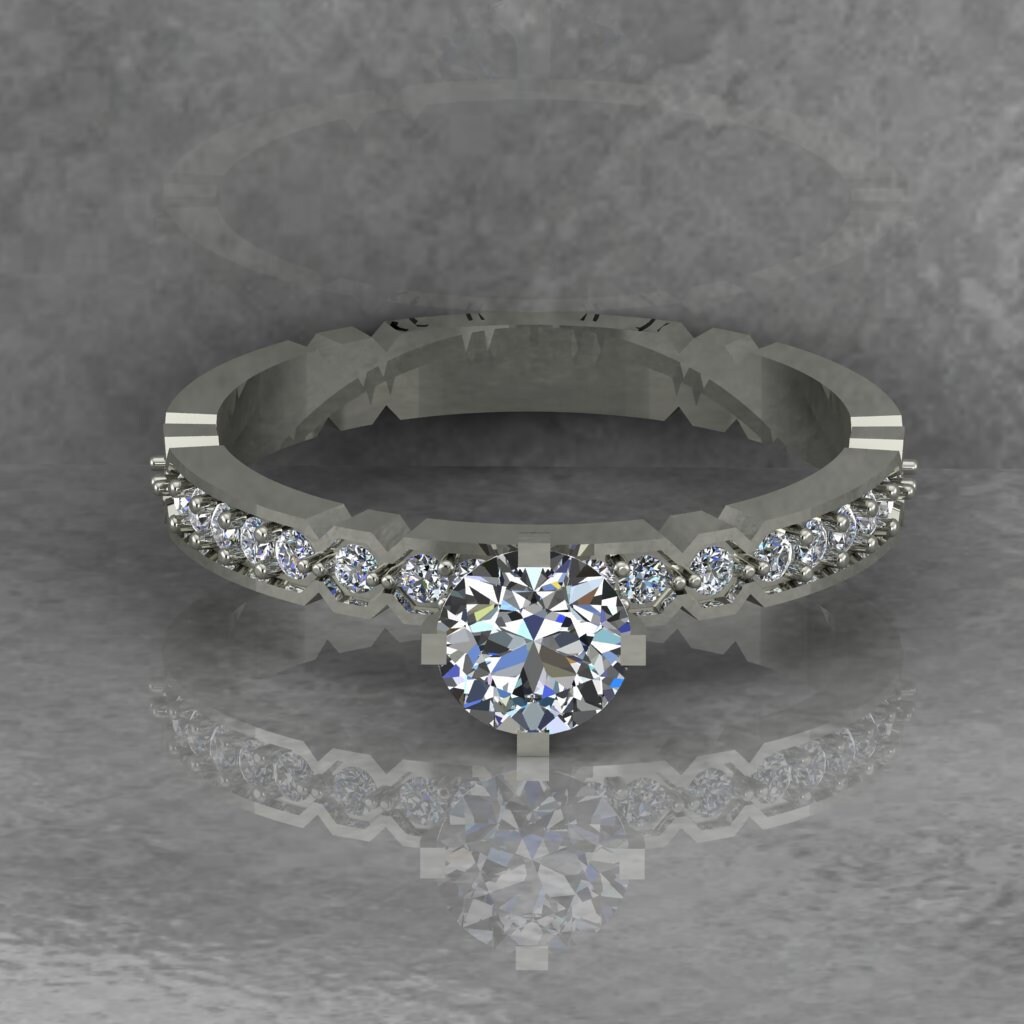 Runder weißer Zirkon solitär Diamant Verlobungsring für | Etsy