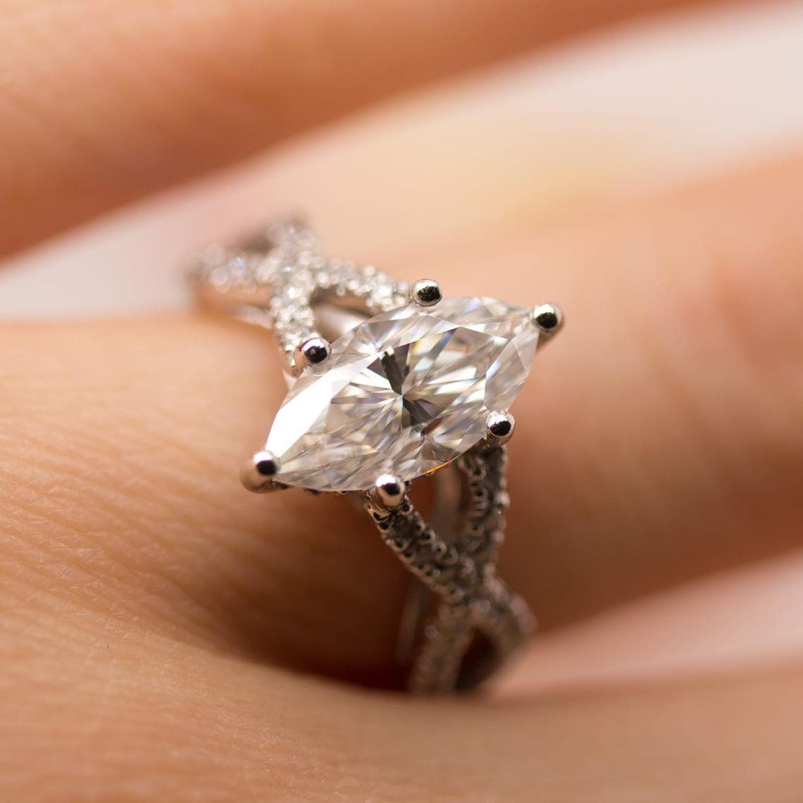 2.0CT Marquise Cut Lab Created Diamond Wedding Ring For Her Etsy