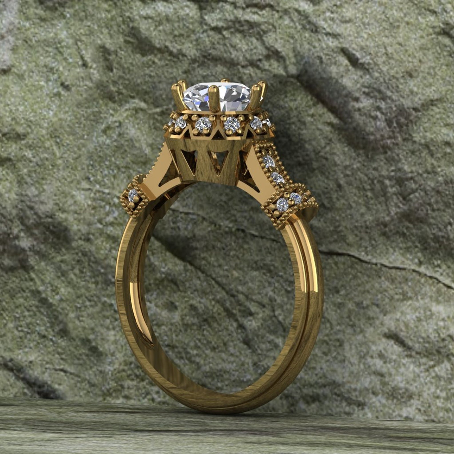 Runder weißer Zirkon solitär Diamant Verlobungsring für | Etsy