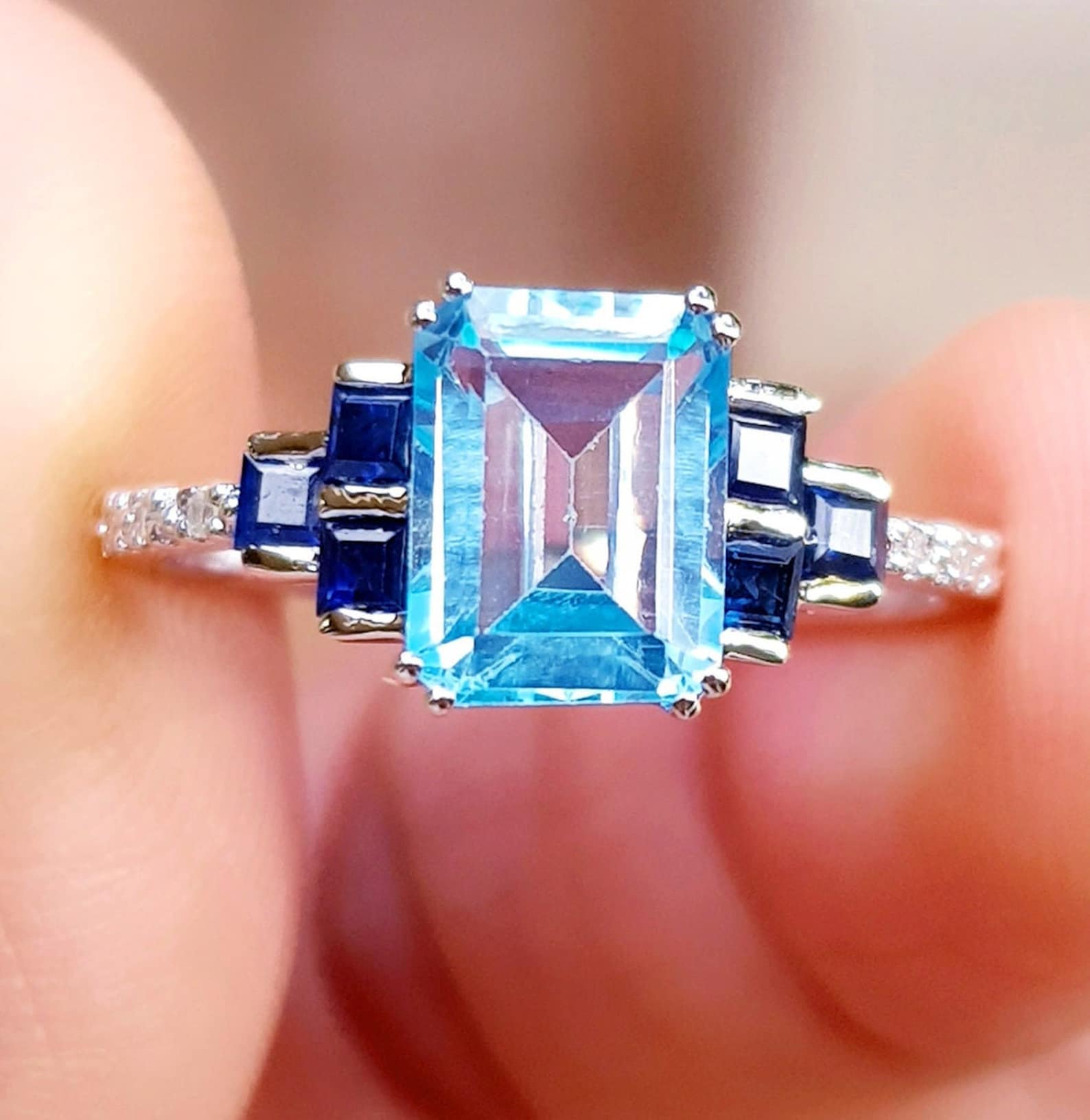 2.00CT Emerald Cut Cubic Zirconia Diamond Engagement Ring Etsy