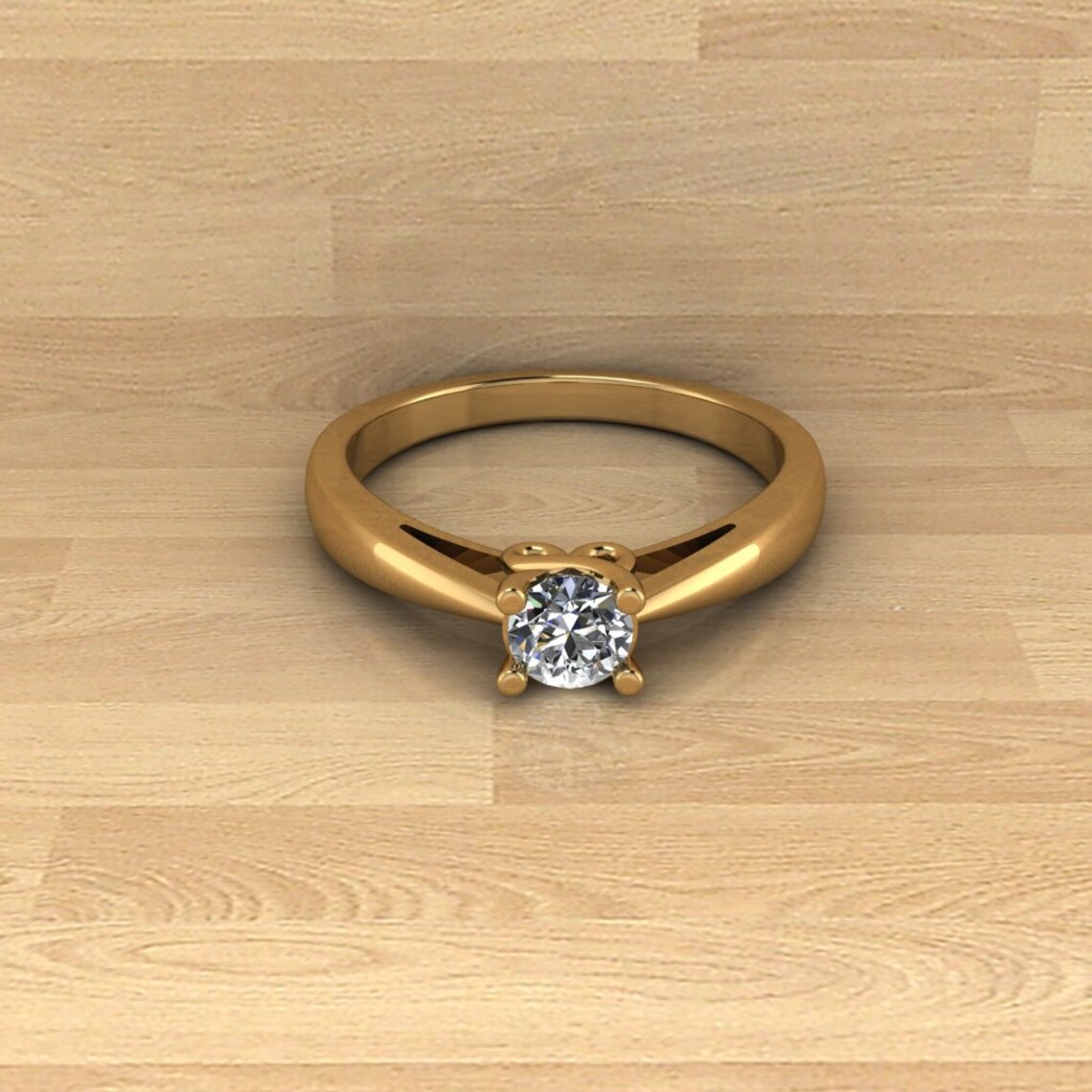 Runder weißer Zirkon solitär Diamant Verlobungsring für | Etsy