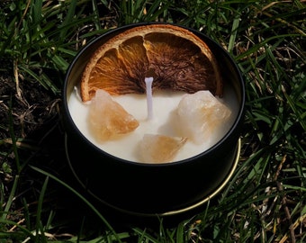 Bougie infusée de citrine | Bougie 100 % cire de soja | Bougie parfumée au lait d'avoine et au miel de 150 ml