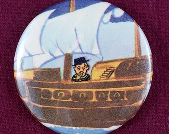 One of a Kind Ship Galleon Pirate Button 2.25"