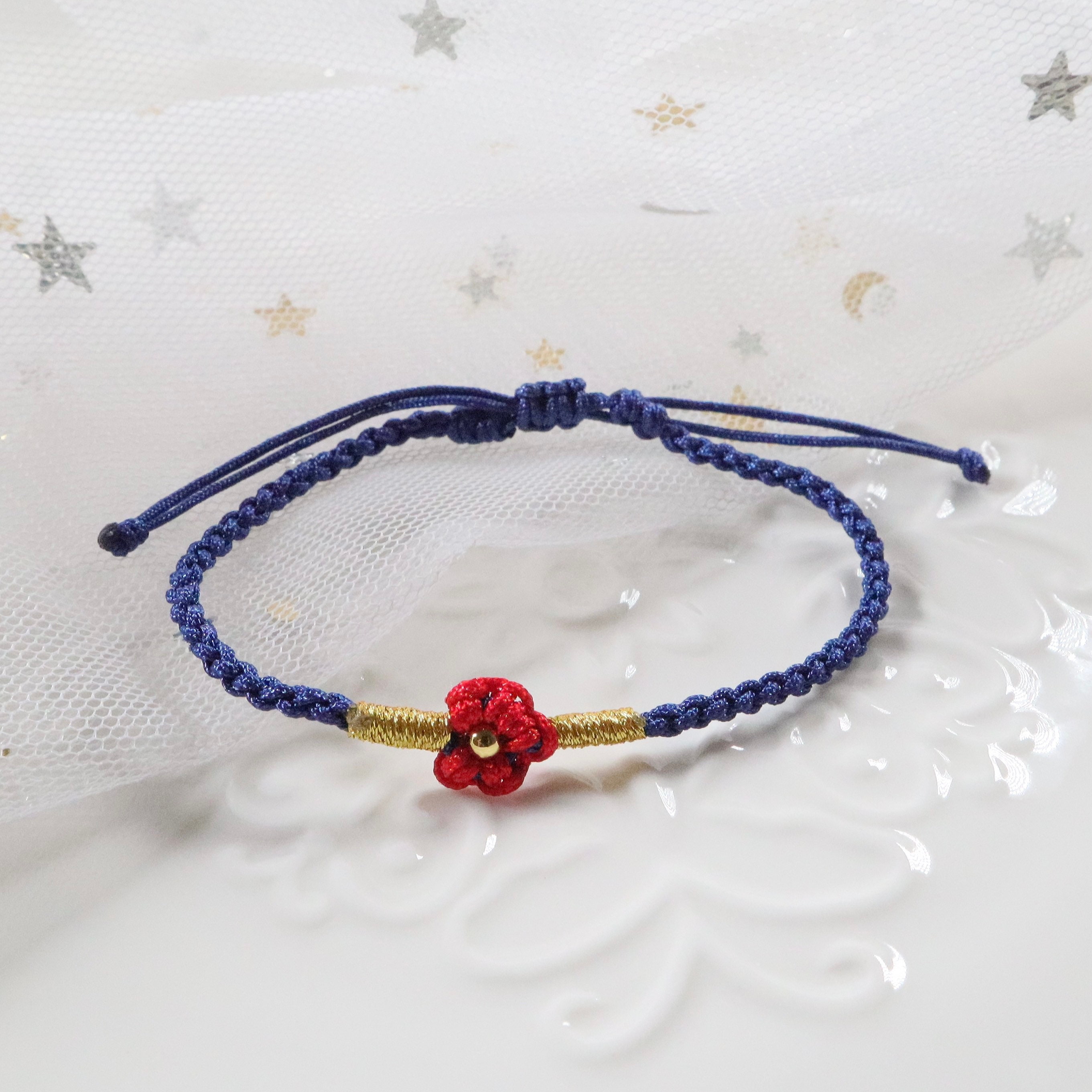Braided Bracelet Bracelet With Flowers String Bracelet for Etsy UK