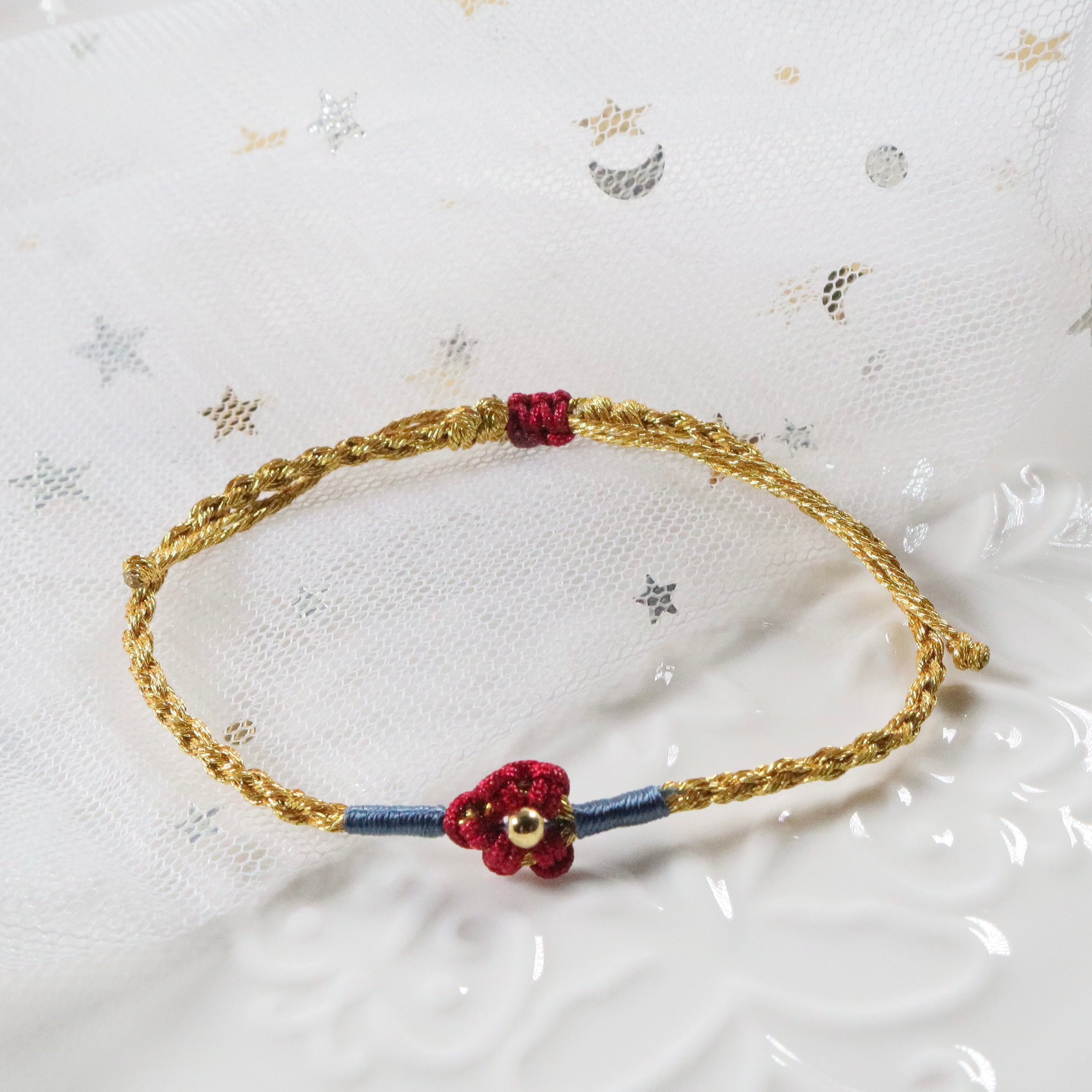 Braided Bracelet Bracelet With Flowers String Bracelet for Etsy UK