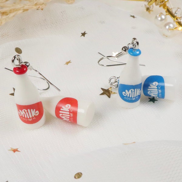 Milk bottle earrings, funny earrings, wired earrings, earrings for girls, trendy earrings, earrings for summer