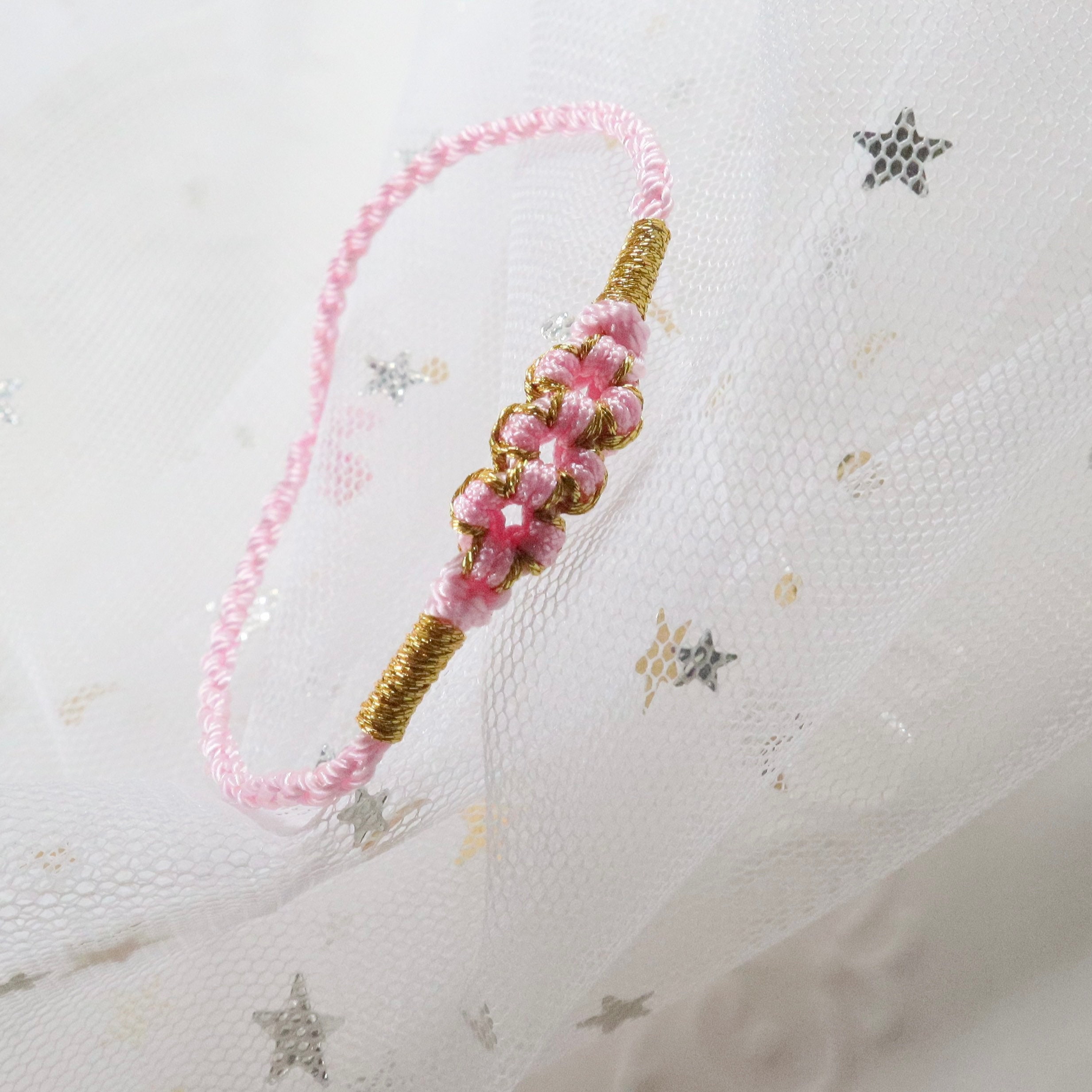 Peach blossom bracelet braided bracelet with flowers string Etsy