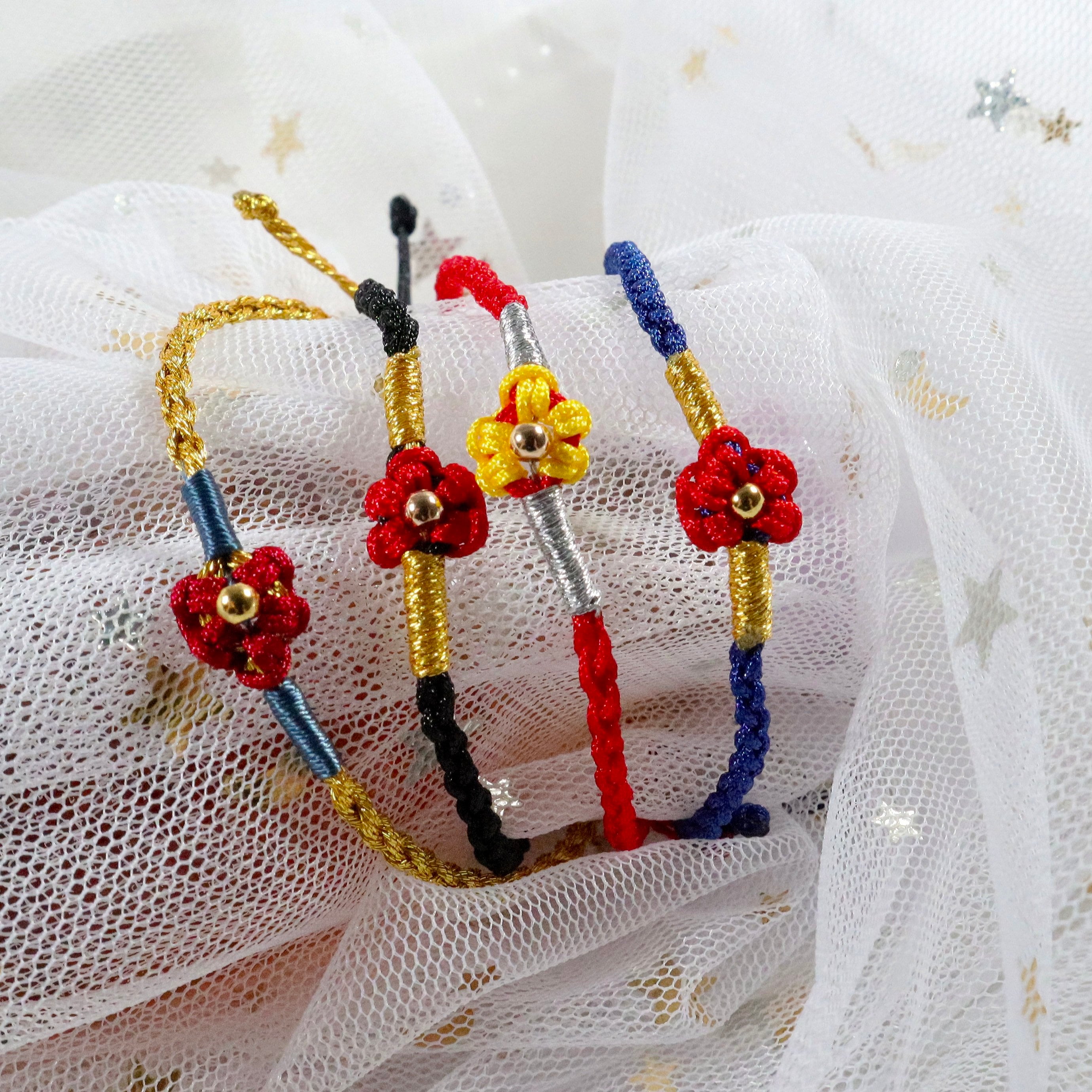 Braided Bracelet Bracelet With Flowers String Bracelet for Etsy UK