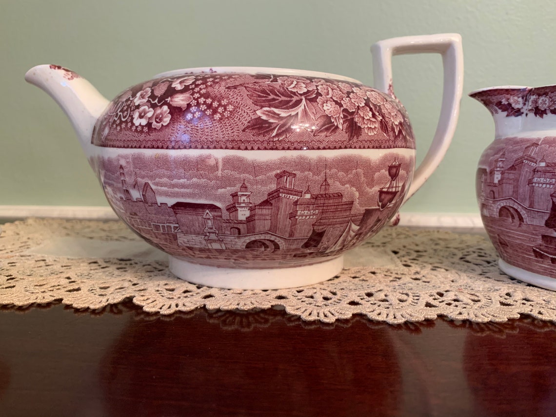 Wedgwood Ferrara Plum no trim Tea Set 5 pc. Vintage Etsy