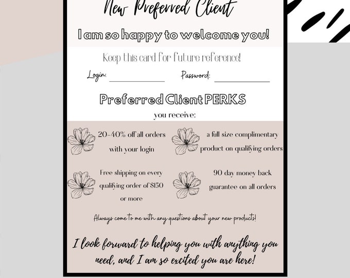 Arbonne Preferred Client Information Sheet, Arbonne Business Tools - Etsy