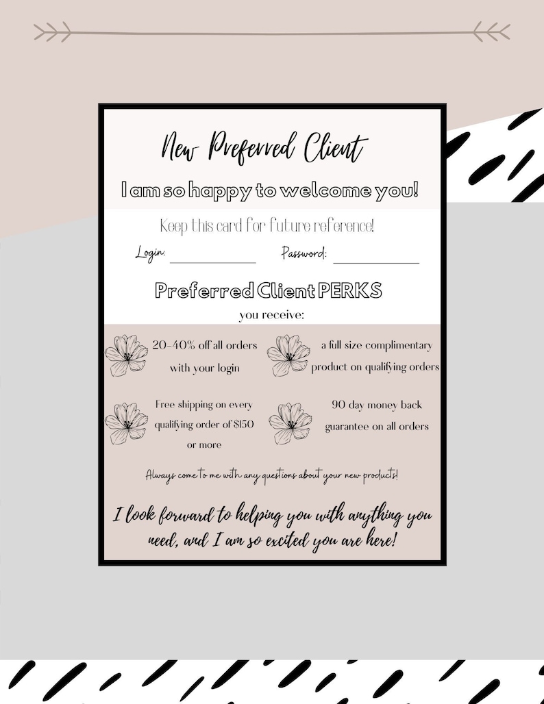 Arbonne Preferred Client Information Sheet, Arbonne Business Tools - Etsy