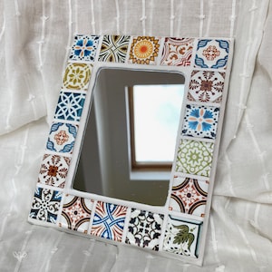 NEW Moroccan 'EARTHY' small decorative mirror, HANDMADE, mosaic tiles, wall decor, unique