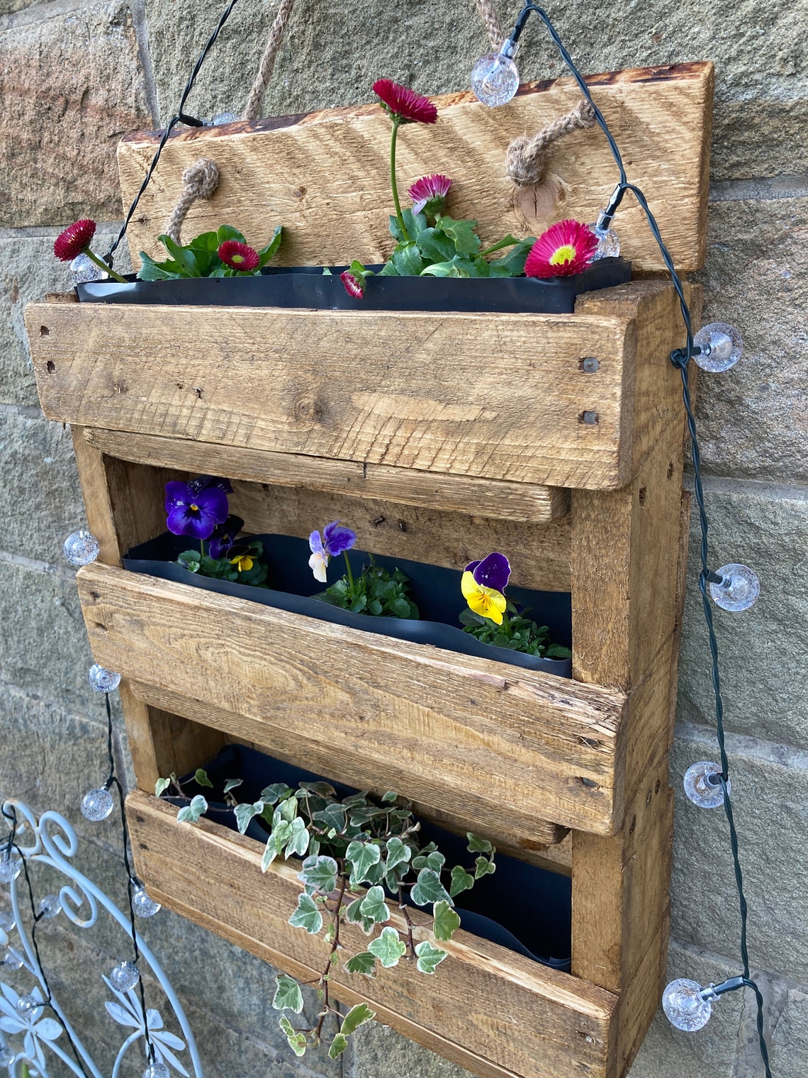 Wall Fence Hanging Planter 'Oak' Herb garden Etsy