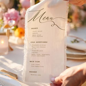 Hochzeitsmenü aus Stoff – Gedruckt auf Leinen oder Baumwolle