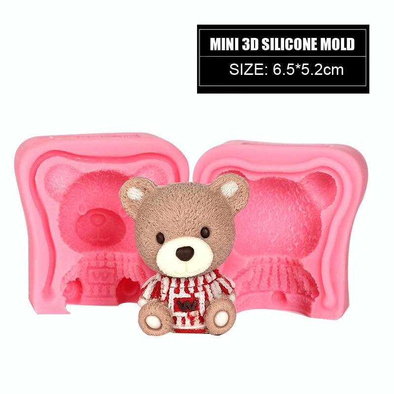 New 3D Teddy Bear Silicone Mold DIY Animals Christmas Cake Fondant Mold  Food grade Candy Mousse