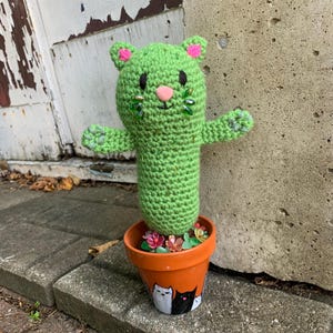 Prickly Kitty OOAK Amigurumi Cat Cactus w/Pot