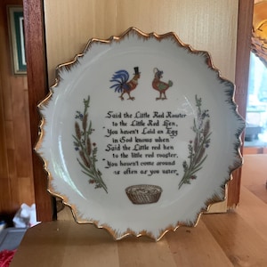 Vintage Red Rooster and Red Hen Wall Plate Decor