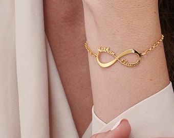 MyNameNecklace Personalized Diamond Infinity Name Bracelet Gold Silver 925 | Custom Engraved Mother's Day Gift for Her  Mother