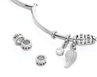 MeineNamenskette nach Maß Charm Beads für Linda Armreif | Gold Silber | Gravierte Perlen Nur | Schmuck Geschenke für ihre Mutter Freund