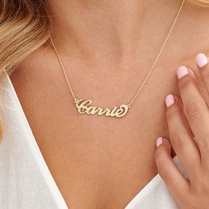 MyNameNecklace Customizable Carrie Style Nameplate Necklace Gold Silver 925 | Handmade Mother&#39;s Day Gift Ideas for Her  Mother