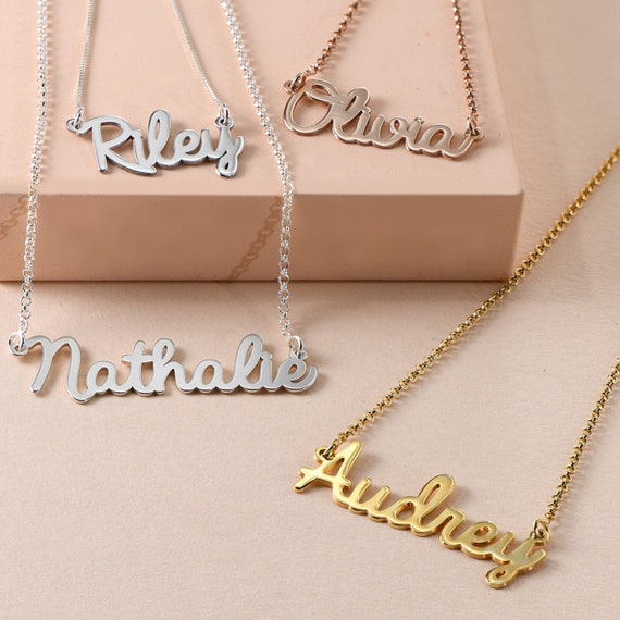 Personalized cursive name necklace sale