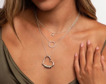 MyNameNecklace Benutzerdefinierte gravierte Perlen-Herz-Anhänger-Halskette | Personalisierte verstellbare Kette Muttertag Geschenk für Ihre Mutter Frau Oma
