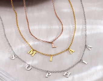 MyNameNecklace Personalized Initials Choker Name Necklace | Gold Silver 925 | Modern Multiple Letters Mother's Day Jewelry Gift for Her Mom