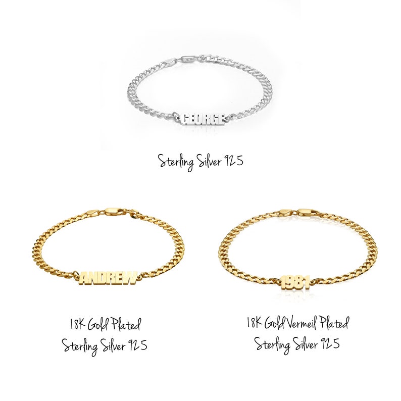 MyNameNecklace Personalized Thick Chain Name Bracelet | 18K Gold Silver 925 | Anniversary Gift Ideas for Him Dad Boyfriend image 2