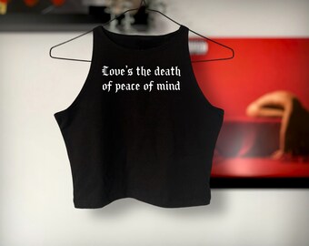 The Death Of Peace Of Mind Traditional Tattoo Cropped Tank Top | Tattoo Flash | TDOPOM