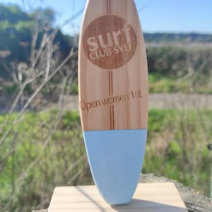 Planche de surf miniature personnalisable faite main. Light Blue