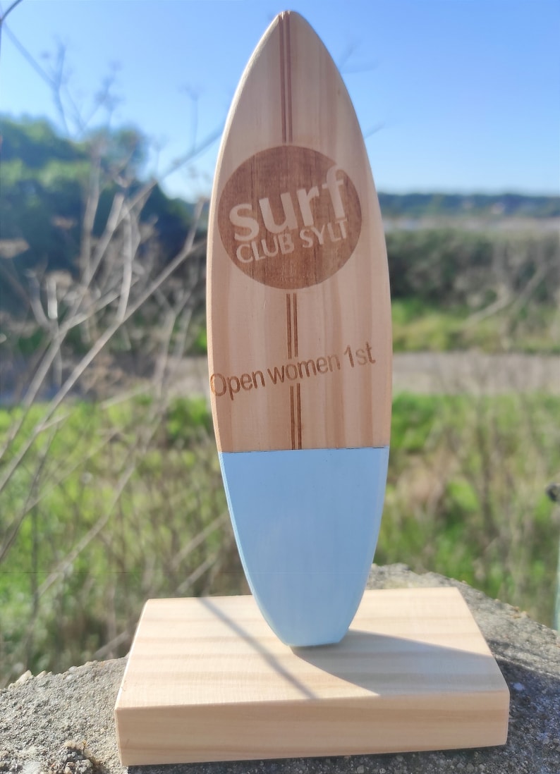 Planche de surf miniature personnalisable faite main. Light Blue