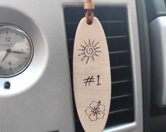 Ambientador reutilizable de tabla de surf personalizada con nombre o mensaje grabado, Kundenspezifischer wiederverwendbarer Surfbrett-Lufterfrischer