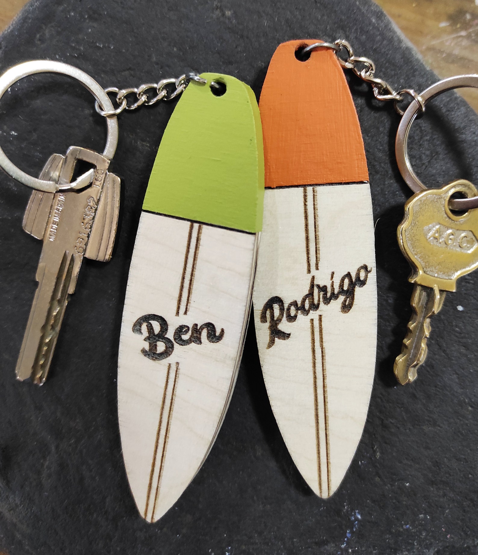 Custom Surfboard Keychain With Engraved Name Etsy