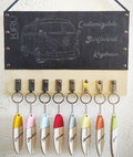 Custom Surfboard Keychain with engraved name product logo