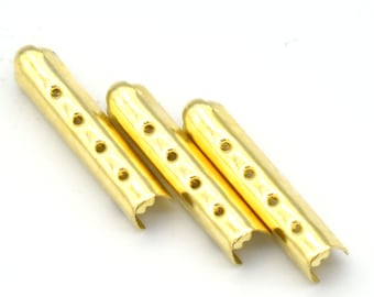 2 Pairs Square Gold Metal Shoe Lace End Tips Aglets Replacement For Air Boots