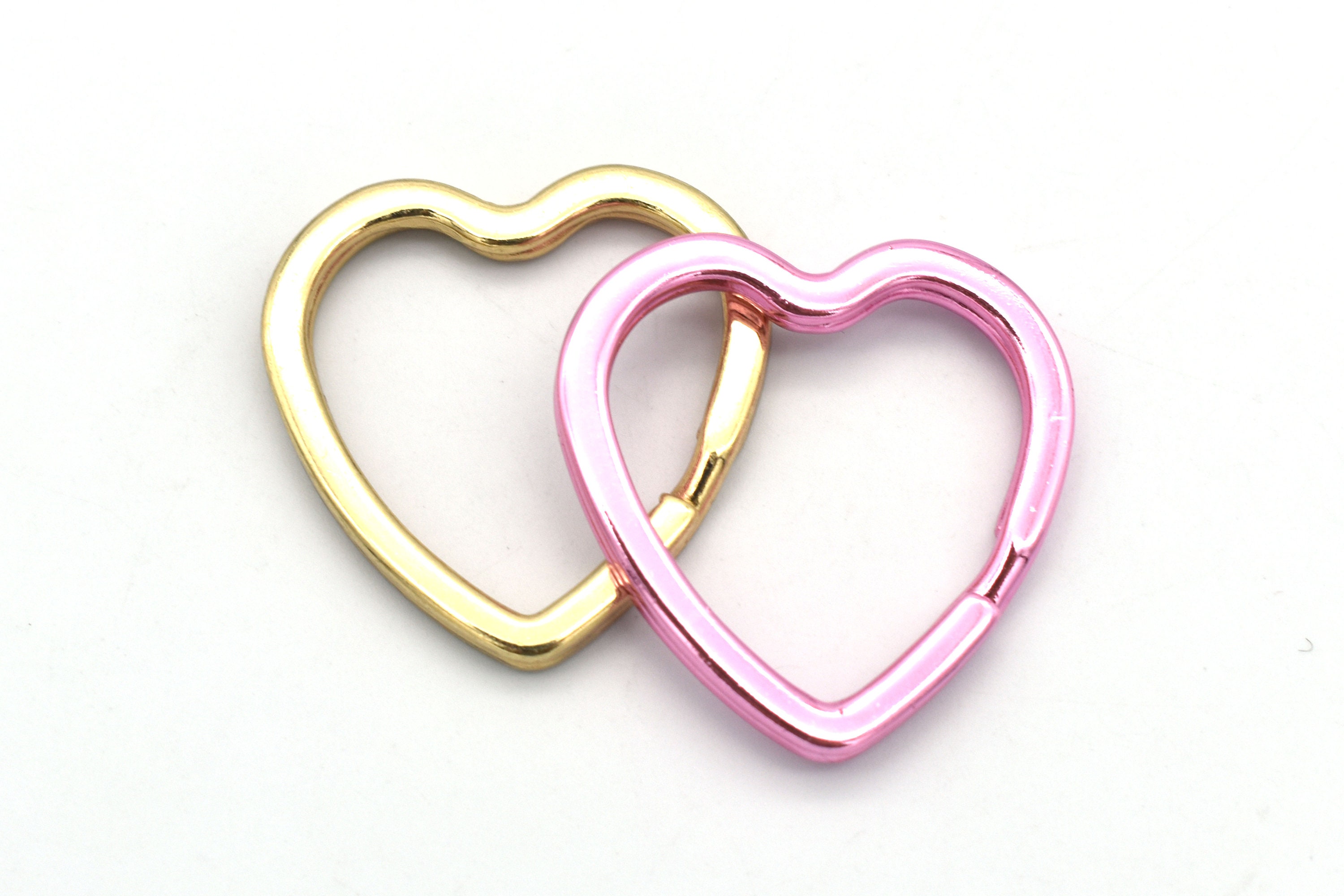 Pink/Light Gold Heart Shaped Split Key Rings Metal Key Rings Key